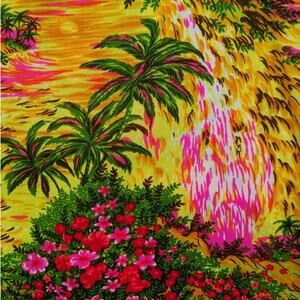Vintage 1970s Handmade HAWAIIAN LADIES SHIRT Neon Fluorescent Psychedelic Scene